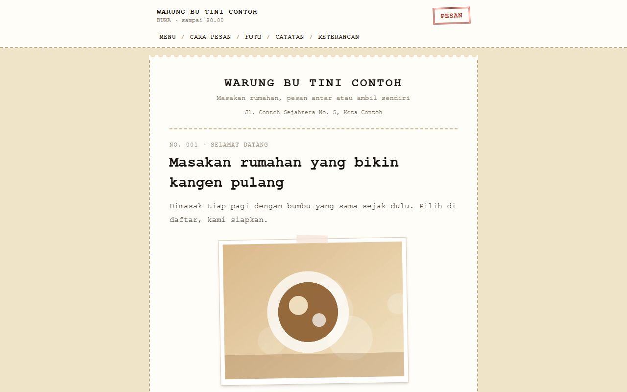 Beranda tema Nota di desktop: kop nota bertulisan mesin ketik di atas kertas krem dengan tepi bergerigi